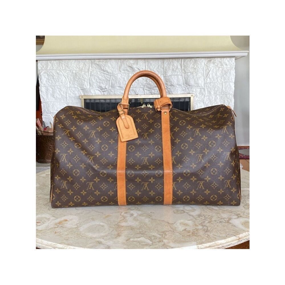 Louis Vuitton Keepall 55 Monogram w/ Name Tag, Poignet & Padlock